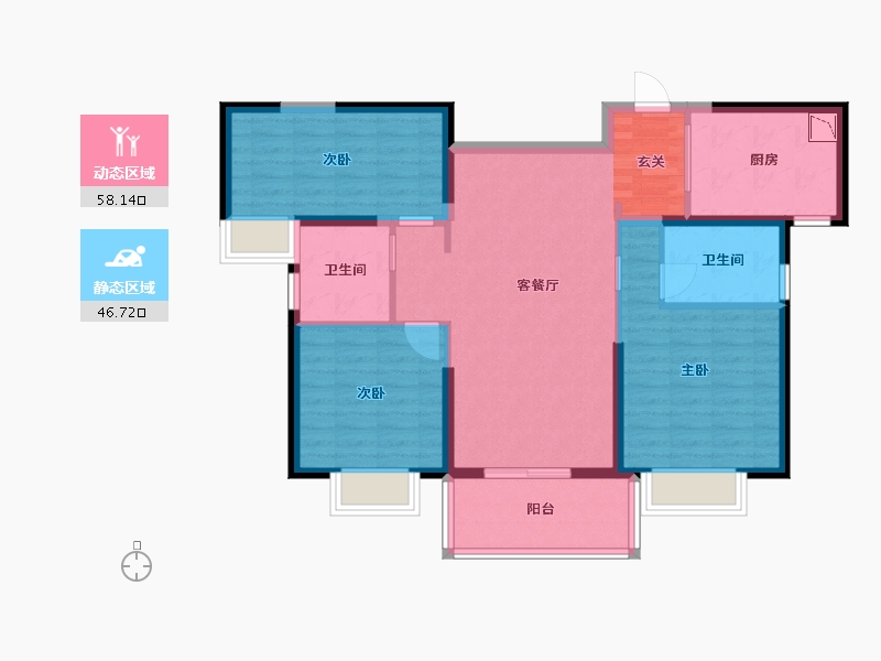 湖南省-长沙市-时代梅溪领峰-93.60-户型库-动静分区