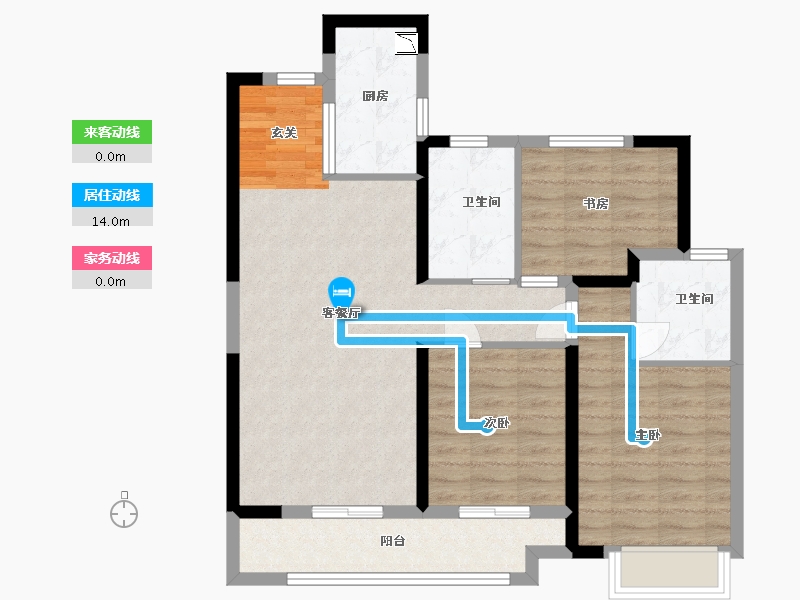 湖南省-长沙市-环球融创会展上东区-85.60-户型库-动静线