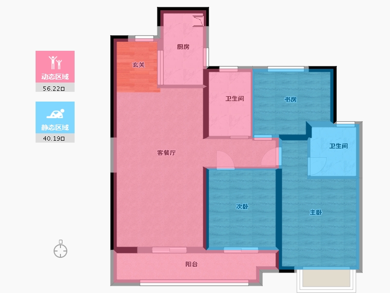 湖南省-长沙市-环球融创会展上东区-85.60-户型库-动静分区