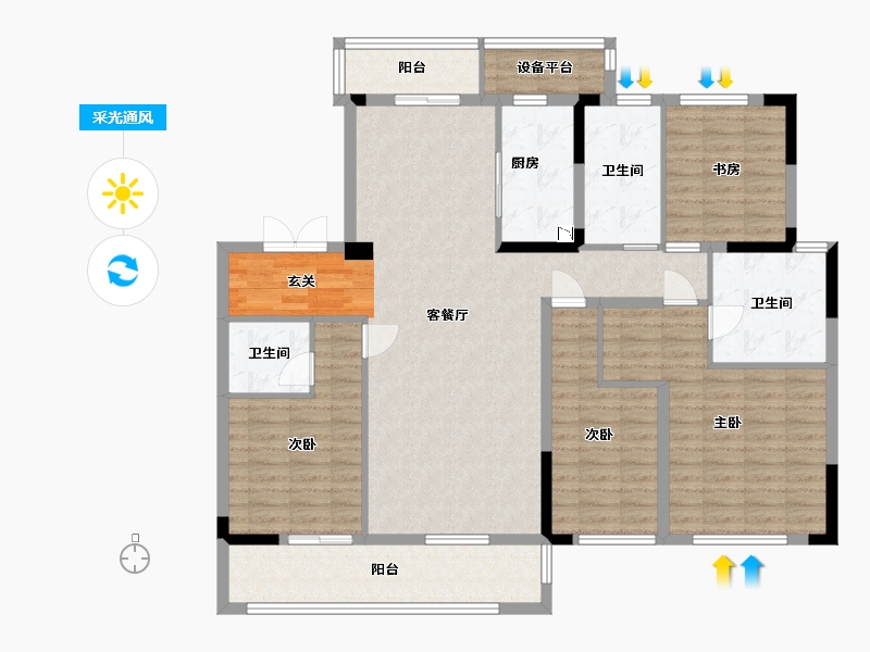 湖南省-长沙市-正荣滨江紫阙台-135.00-户型库-采光通风