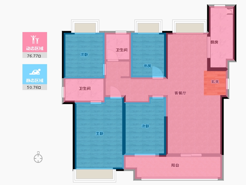 湖南省-长沙市-环球融创会展上东区-113.60-户型库-动静分区