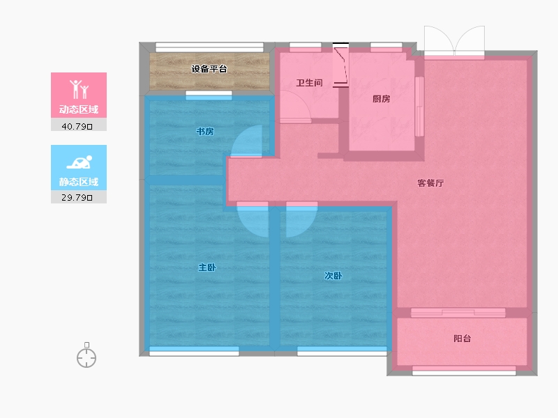 江苏省-苏州市-太仓海上时光-64.65-户型库-动静分区