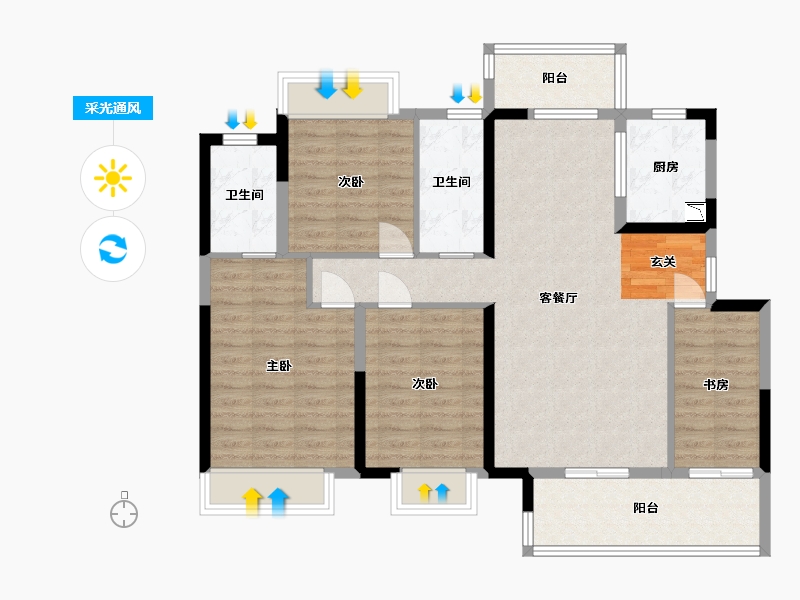 湖南省-长沙市-保利中环广场-103.99-户型库-采光通风