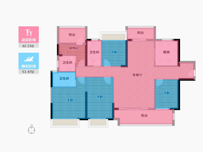 广东省-梅州市-奥园铂誉府-131.28-户型库-动静分区