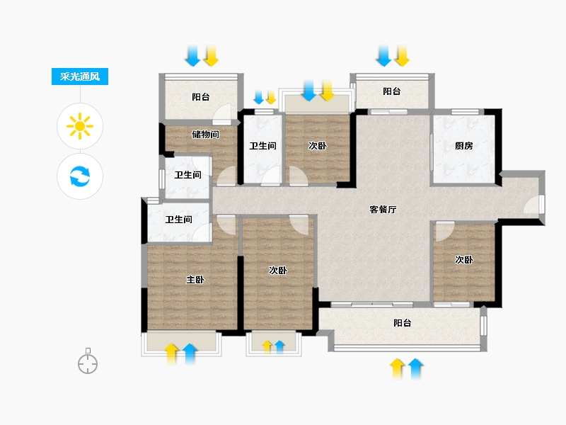 广东省-梅州市-奥园铂誉府-131.28-户型库-采光通风