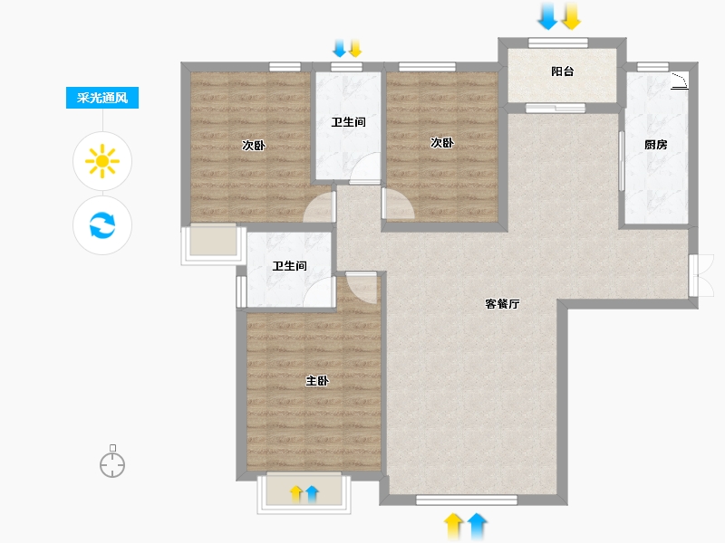 山西省-晋中市-嘉和园-103.06-户型库-采光通风