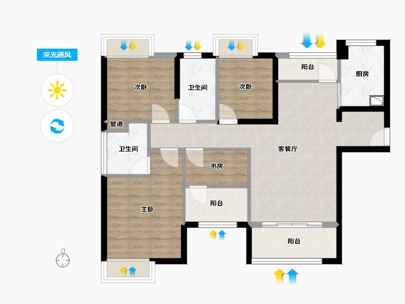 福建省-厦门市-马銮湾1号-92.00-户型库-采光通风