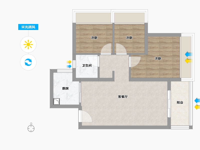 云南省-昆明市-保利·翡丽公园-57.00-户型库-采光通风