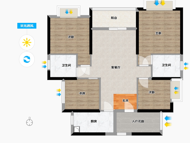 广东省-佛山市-建投绿地・璀璨天城-102.34-户型库-采光通风