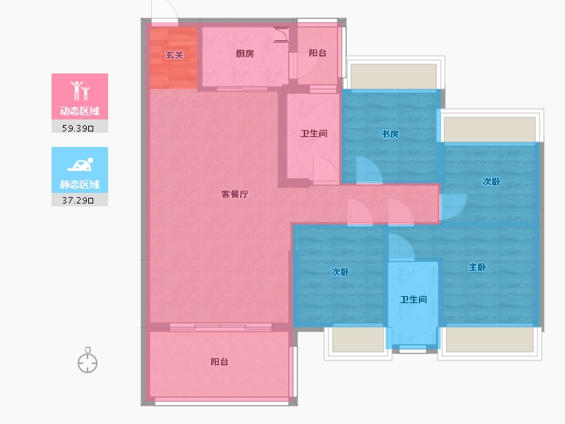 广东省-佛山市-盛凯尚城-86.41-户型库-动静分区