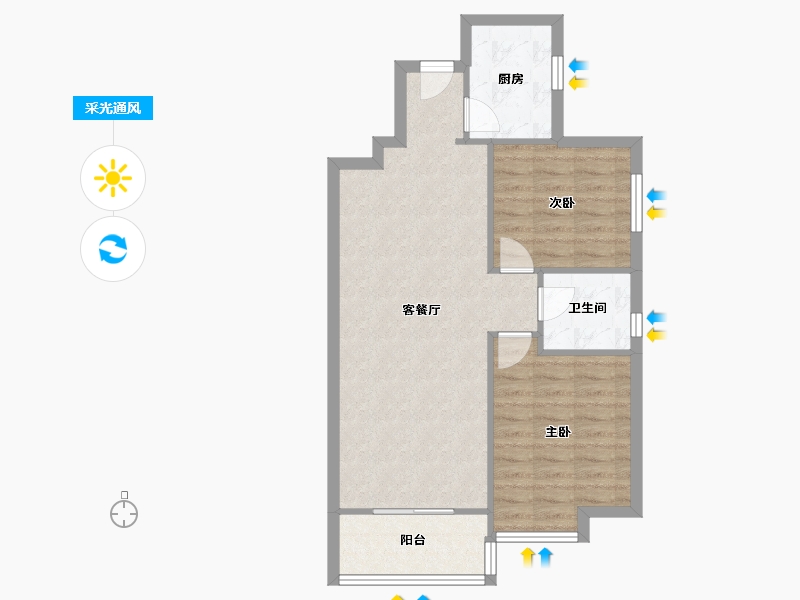 陕西省-西安市-浐灞新城4期-69.81-户型库-采光通风