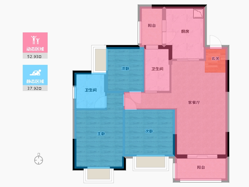 广东省-佛山市-恒大滨江左岸-80.80-户型库-动静分区