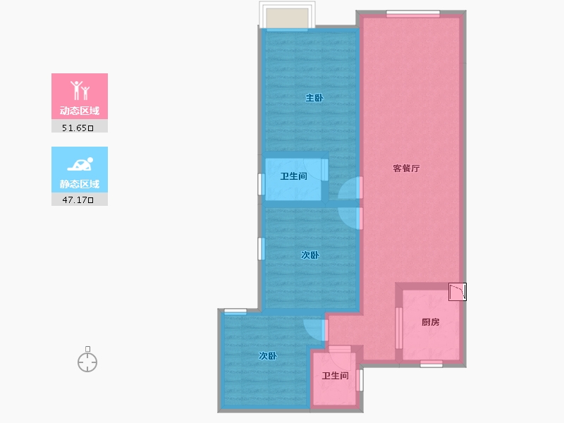 湖南省-岳阳市-城市广场锦绣苑-87.24-户型库-动静分区