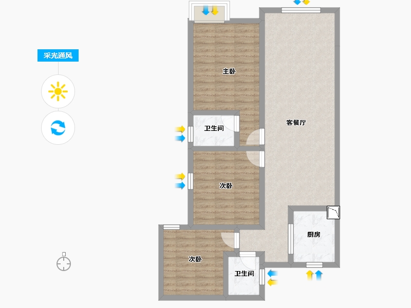 湖南省-岳阳市-城市广场锦绣苑-87.24-户型库-采光通风