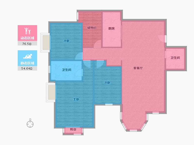 北京-北京市-珠江帝景-120.61-户型库-动静分区