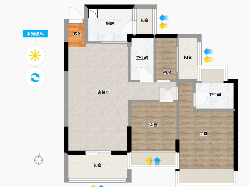 广东省-佛山市-谊泰豪苑-74.40-户型库-采光通风