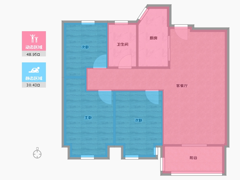 山东省-临沂市-钓鱼一号院-71.97-户型库-动静分区