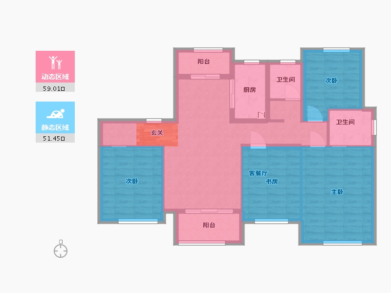 陕西省-西安市-绿地新里・格林公馆-98.83-户型库-动静分区