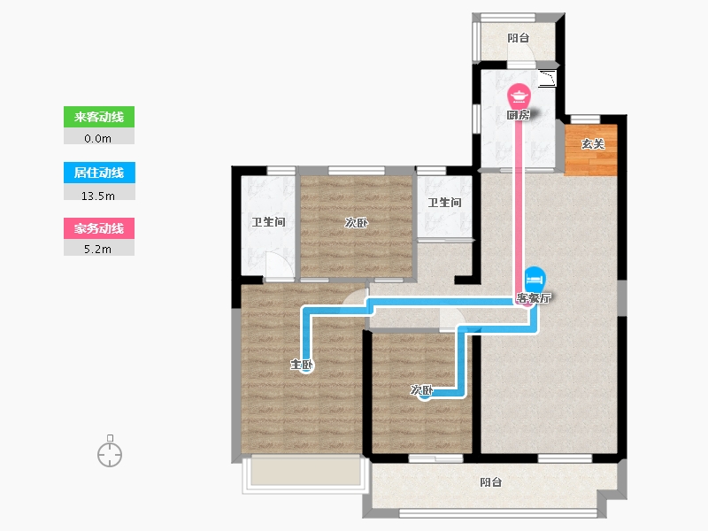 青海省-西宁市-碧桂园凤凰城-94.77-户型库-动静线