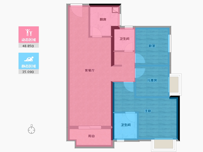 湖南省-长沙市-清控尖山湖-74.80-户型库-动静分区