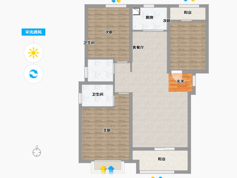 黑龙江省-哈尔滨市-会展城上城・星御-108.80-户型库-采光通风