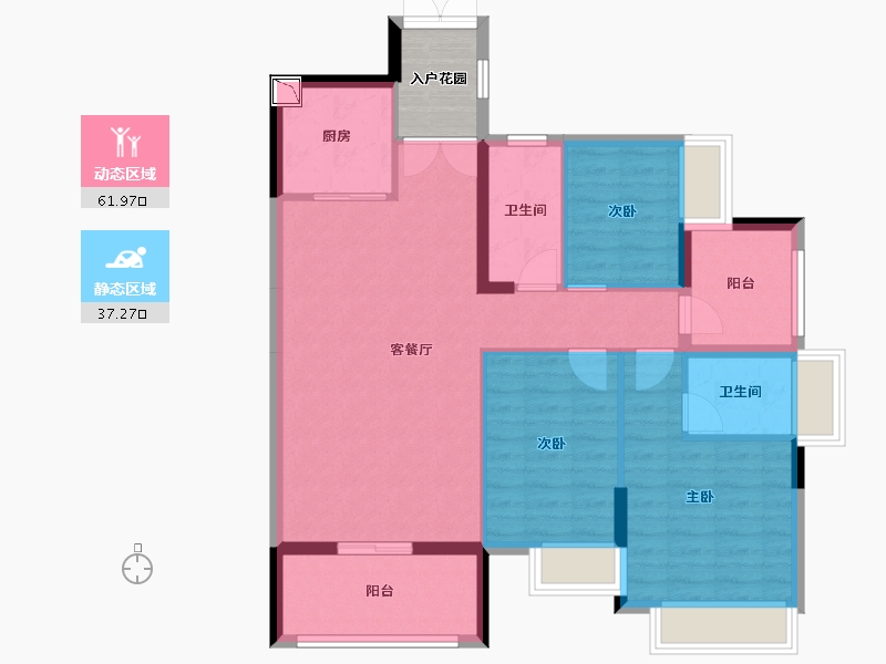 广东省-惠州市-民泰·九峰-92.99-户型库-动静分区