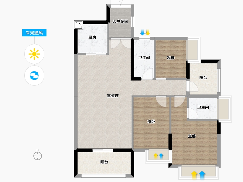 广东省-惠州市-民泰·九峰-92.99-户型库-采光通风