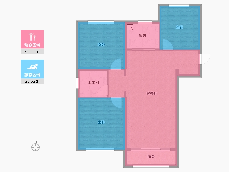 河北省-唐山市-万科公园大道-76.98-户型库-动静分区