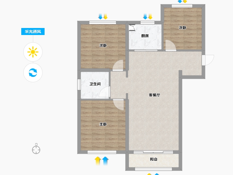 河北省-唐山市-万科公园大道-76.98-户型库-采光通风