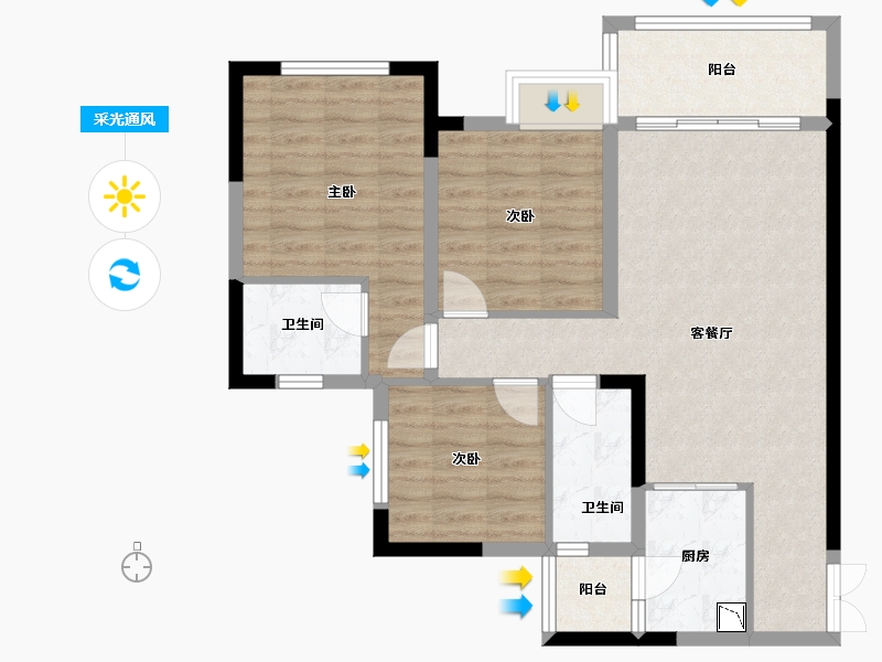 四川省-乐山市-湖湾一号-82.17-户型库-采光通风