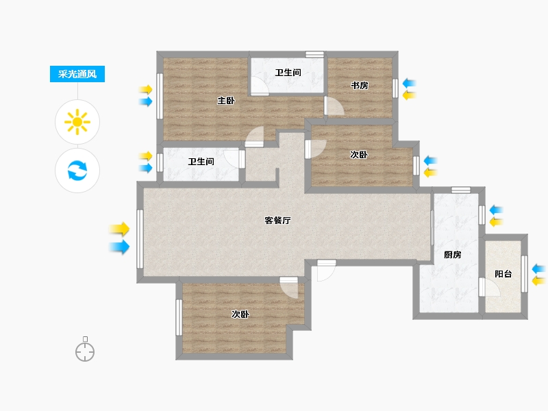 浙江省-绍兴市-翡翠御府-110.00-户型库-采光通风