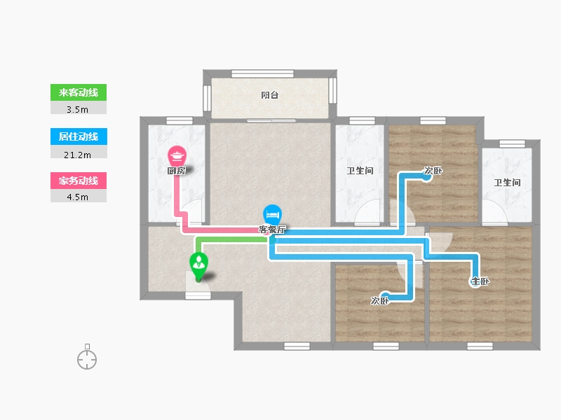 湖北省-武汉市-龙江庭院-75.75-户型库-动静线