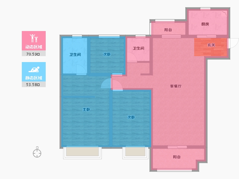 陕西省-西安市-当代惠尔・满堂悦MOMΛ-110.40-户型库-动静分区