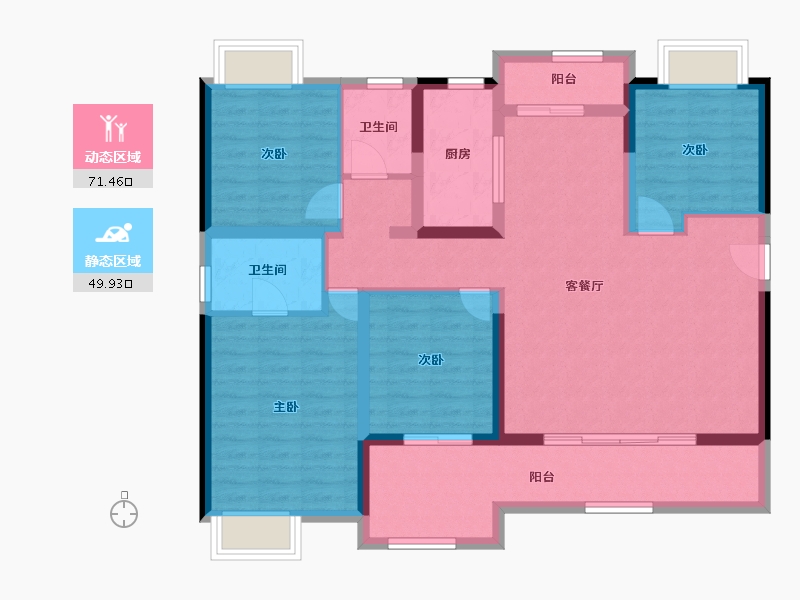 云南省-玉溪市-金科集美玉溪-108.43-户型库-动静分区