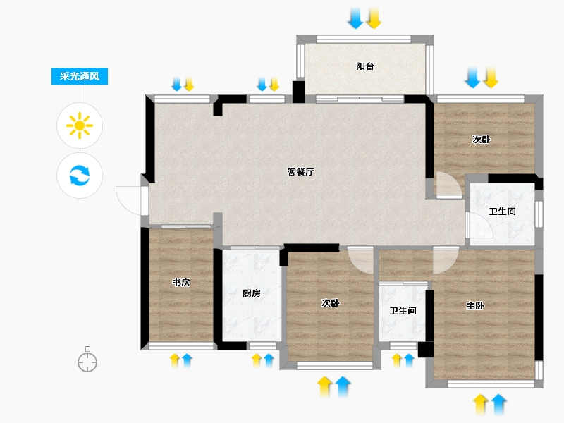 广西壮族自治区-防城港市-桂海高新未来城-90.89-户型库-采光通风