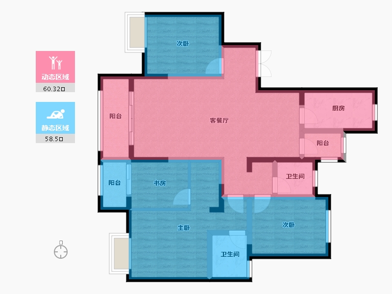 陕西省-西安市-西安外国语大学长安校区-104.58-户型库-动静分区