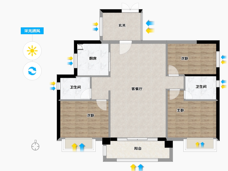 广东省-广州市-绿地珑�h府-93.82-户型库-采光通风