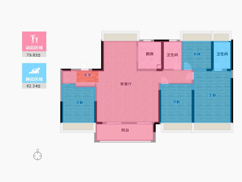 江苏省-扬州市-美的禹洲国宾府-128.00-户型库-动静分区