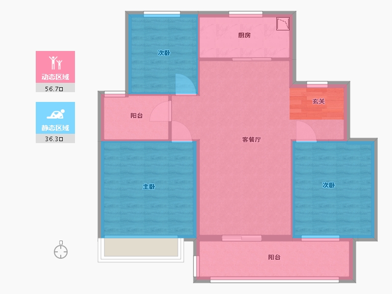 江苏省-扬州市-中海左岸-84.00-户型库-动静分区