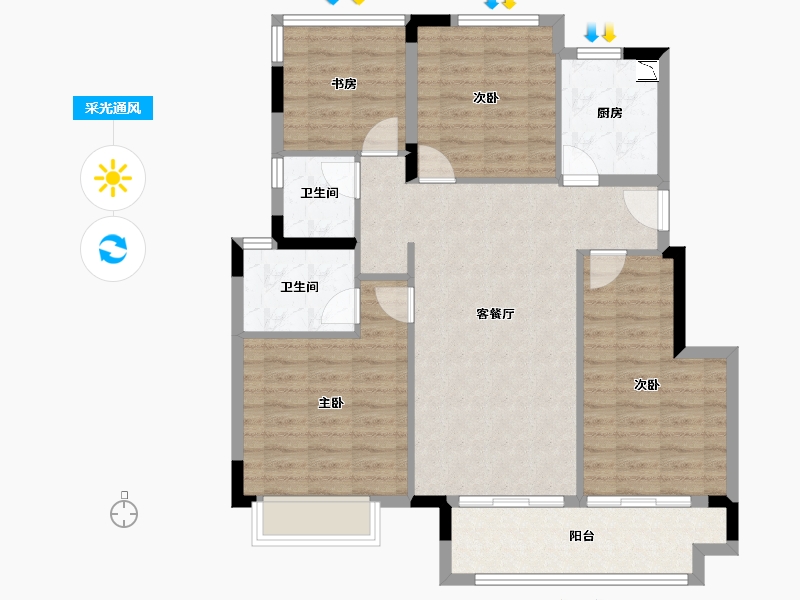 安徽省-合肥市-金辉优步大道-98.88-户型库-采光通风