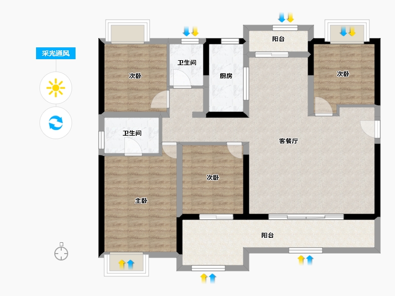 云南省-玉溪市-金科集美玉溪-108.43-户型库-采光通风