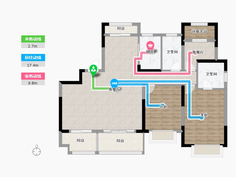 浙江省-嘉兴市-雅居乐金茂-107.62-户型库-动静线