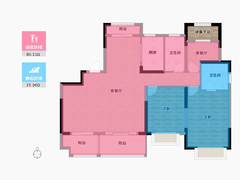 浙江省-嘉兴市-雅居乐金茂-107.62-户型库-动静分区