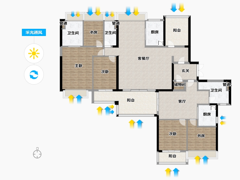 广东省-广州市-灵山岛・金茂湾-201.60-户型库-采光通风