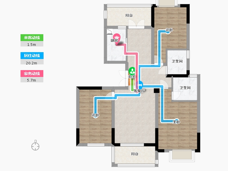 江苏省-扬州市-星地雅苑-95.28-户型库-动静线