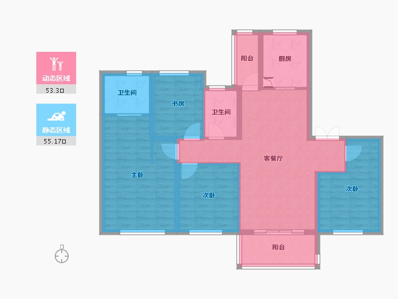 四川省-成都市-青白江万科时代之光-96.46-户型库-动静分区