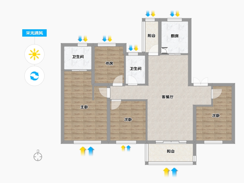 四川省-成都市-青白江万科时代之光-96.46-户型库-采光通风