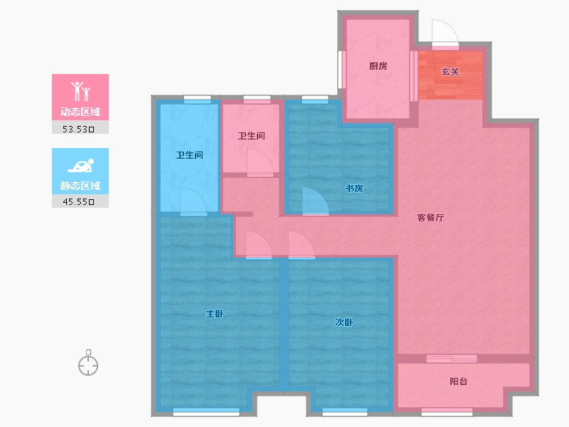 江苏省-扬州市-万科时代风华-88.00-户型库-动静分区