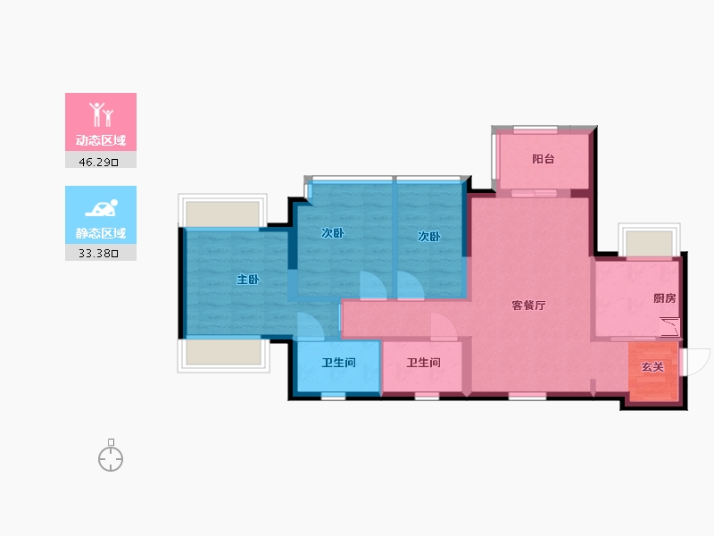 广东省-东莞市-中海・十里溪境-70.40-户型库-动静分区