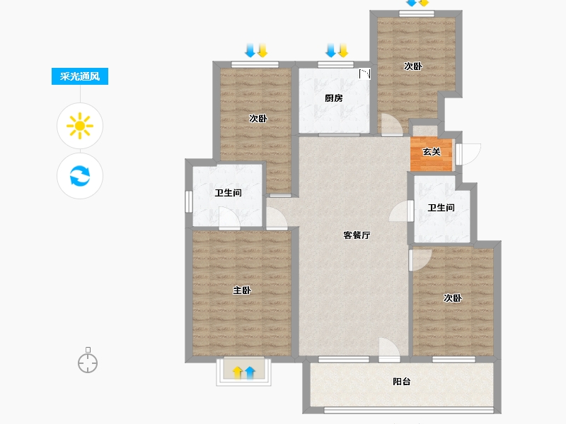 河北省-石家庄市-龙湖九里晴川-112.97-户型库-采光通风